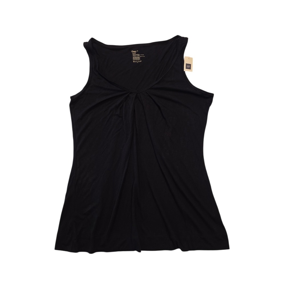 NWT Gap Womens Medium Black Rayon Sleeveless Twist Front Tank Top Blouse